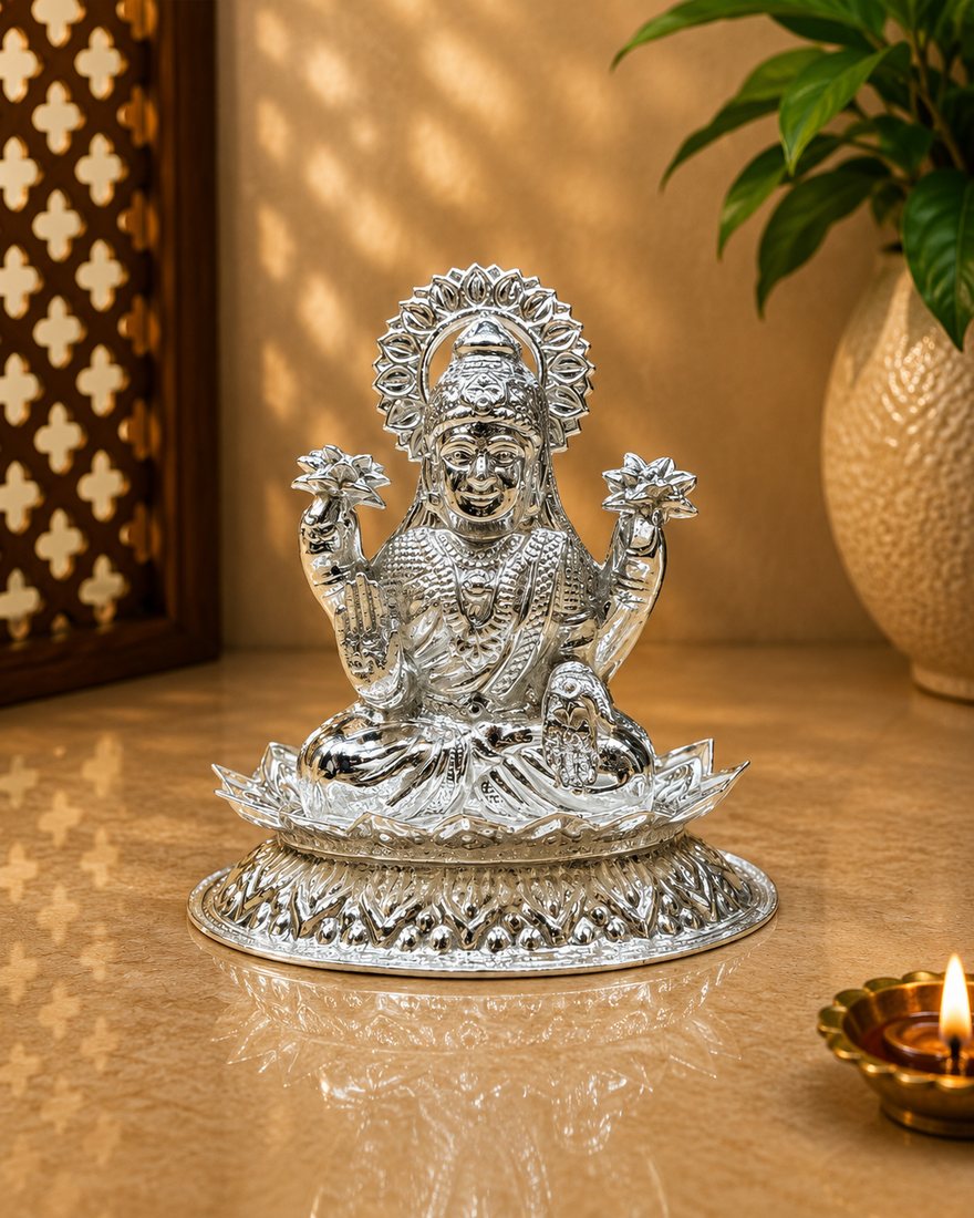 Silver Lakshmi Murti (Kamal)