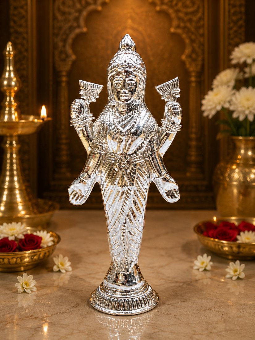 Silver Laxmi Murti (Ubhi)