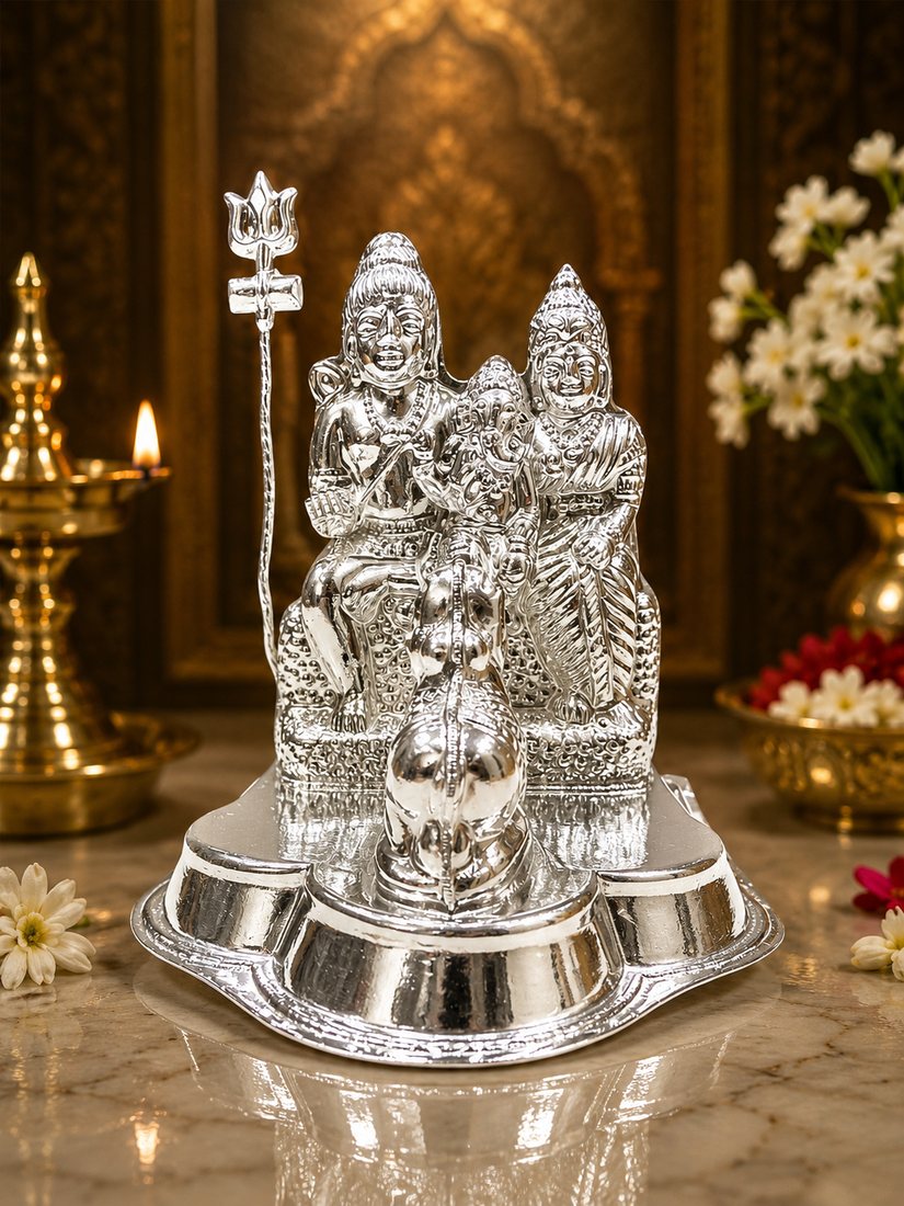 Silver Nandi Shivparivar Murti