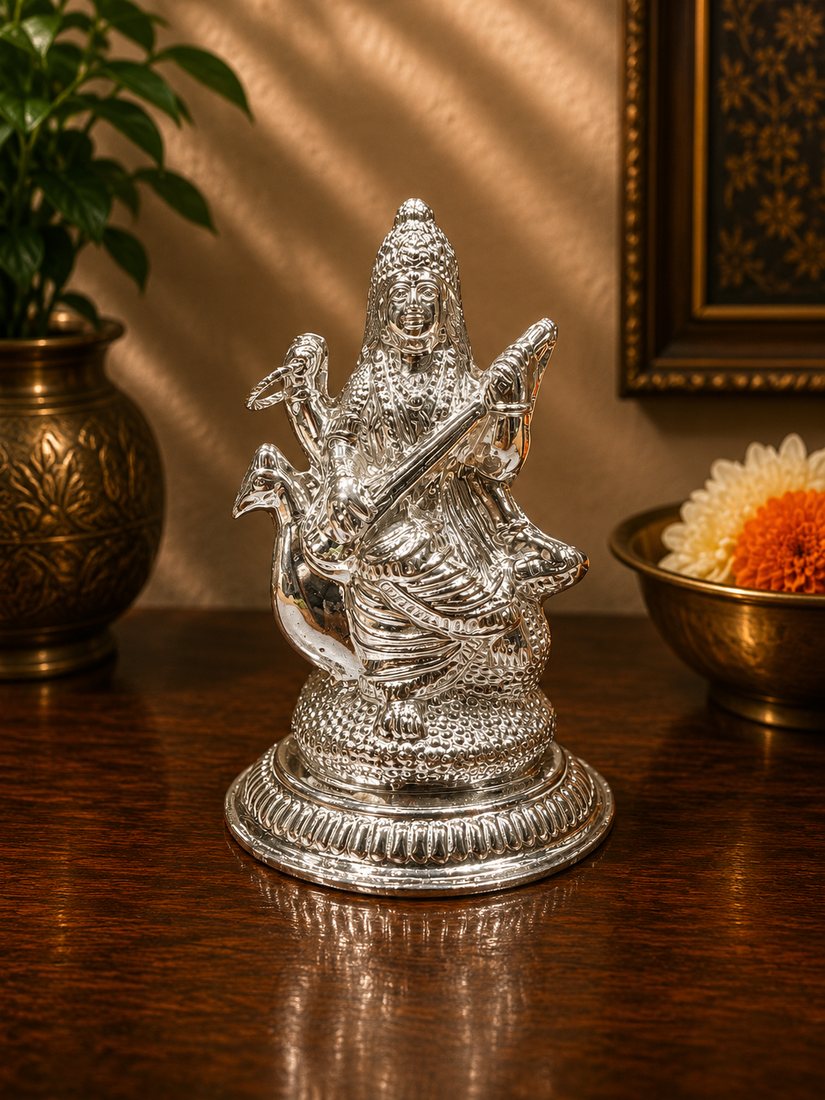 Silver Saraswati Murti