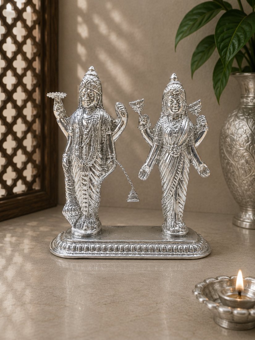 Silver Vishnu Laxmi Murti