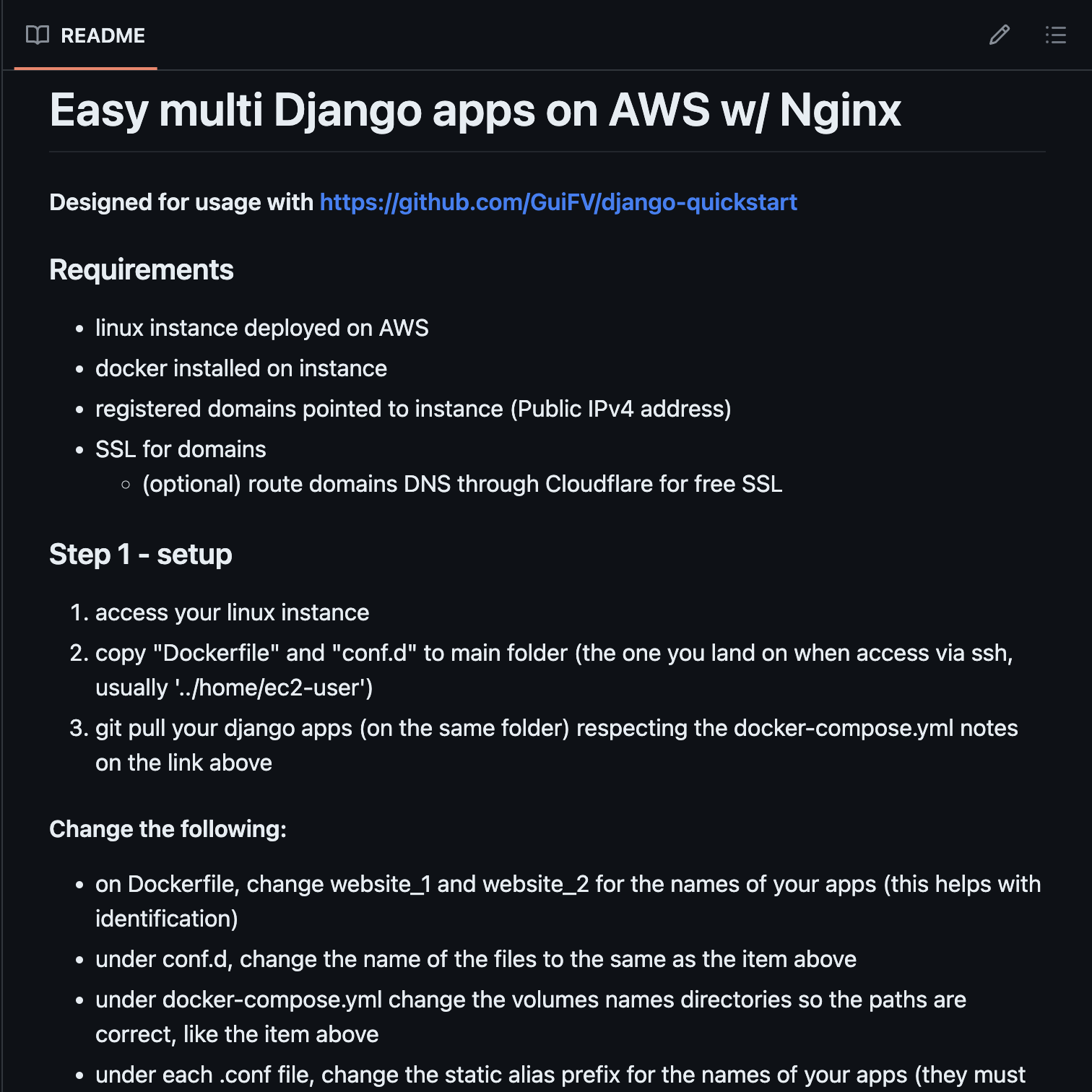 image of project 'Multiple Djangos, one AWS EC2'