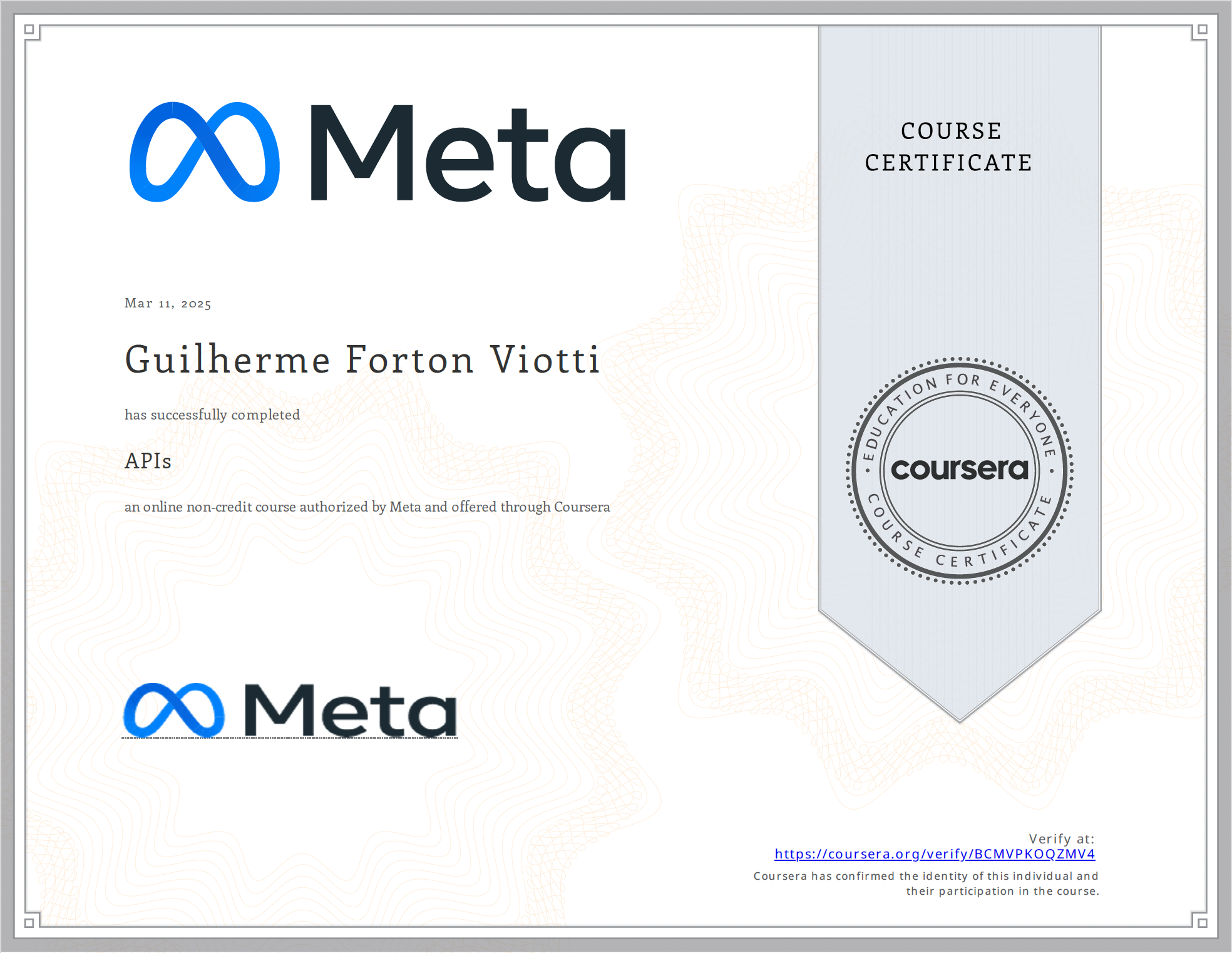 image of award 'APIs by Meta'