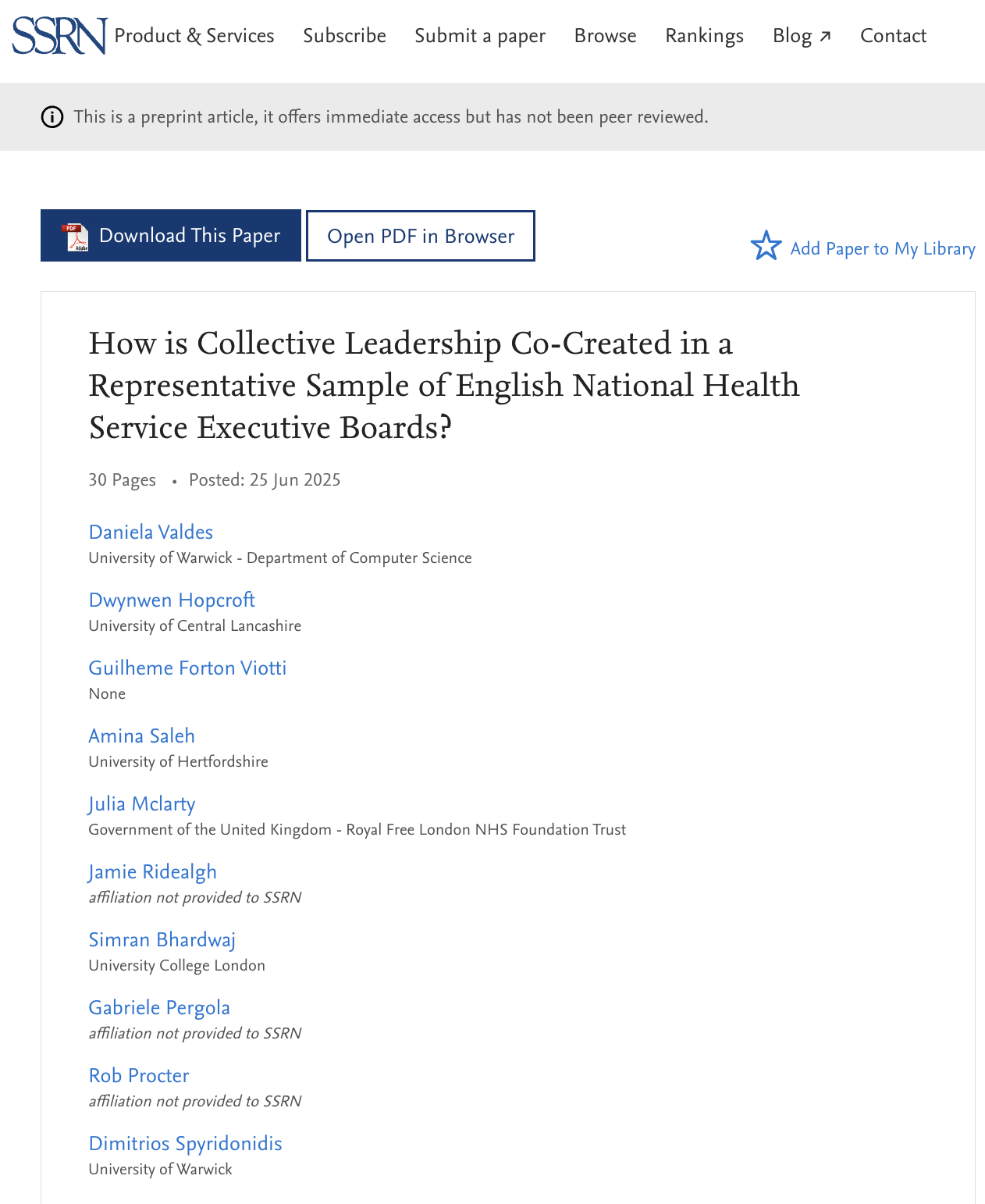image of award 'How is Collective Leadership Co-Created in a Representative Sample of English National Health Service Executive Boards?'