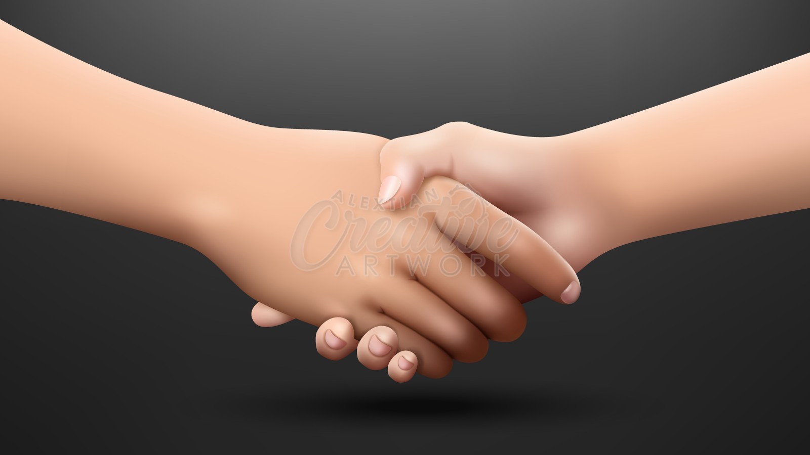 Realistic Handshaking on Dark Background, Partnership and Trust Concept, Vector Illustration