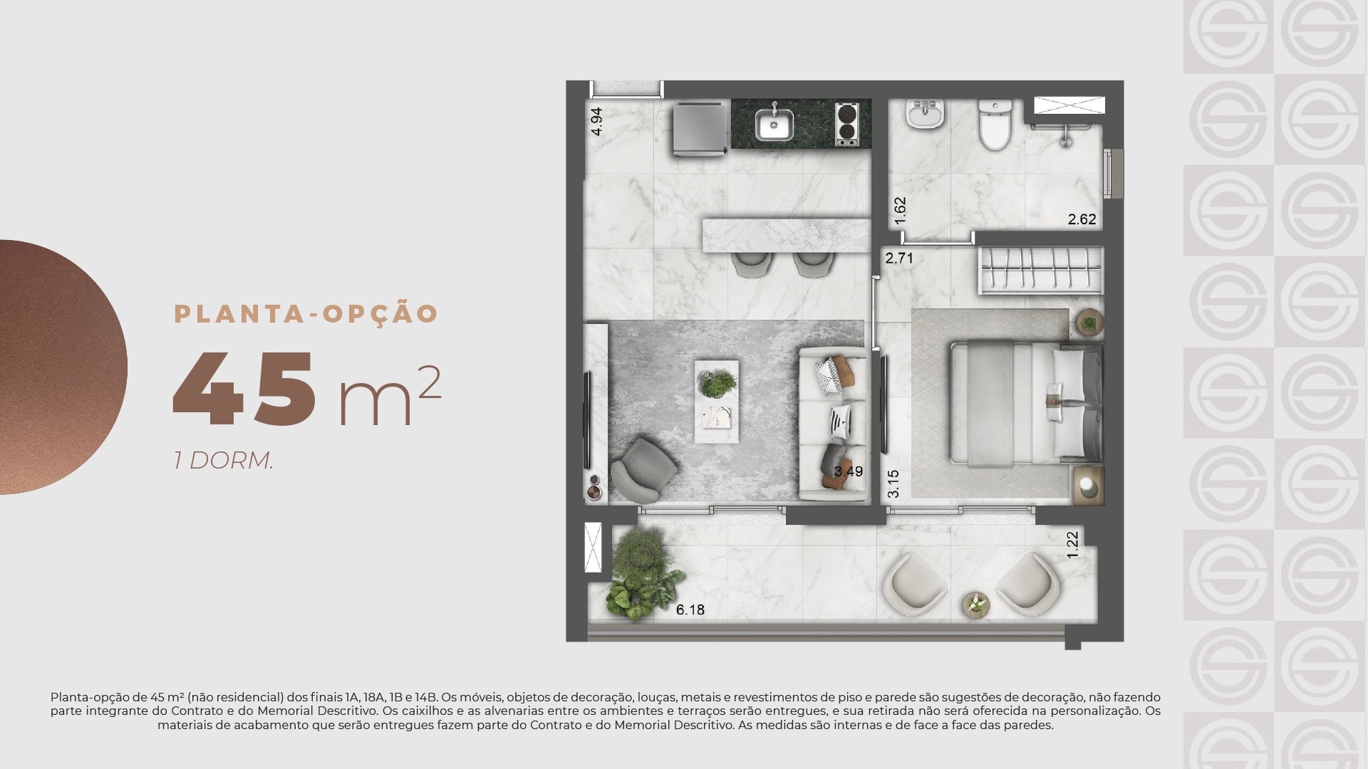 Planta Planta Opção — 45 m²