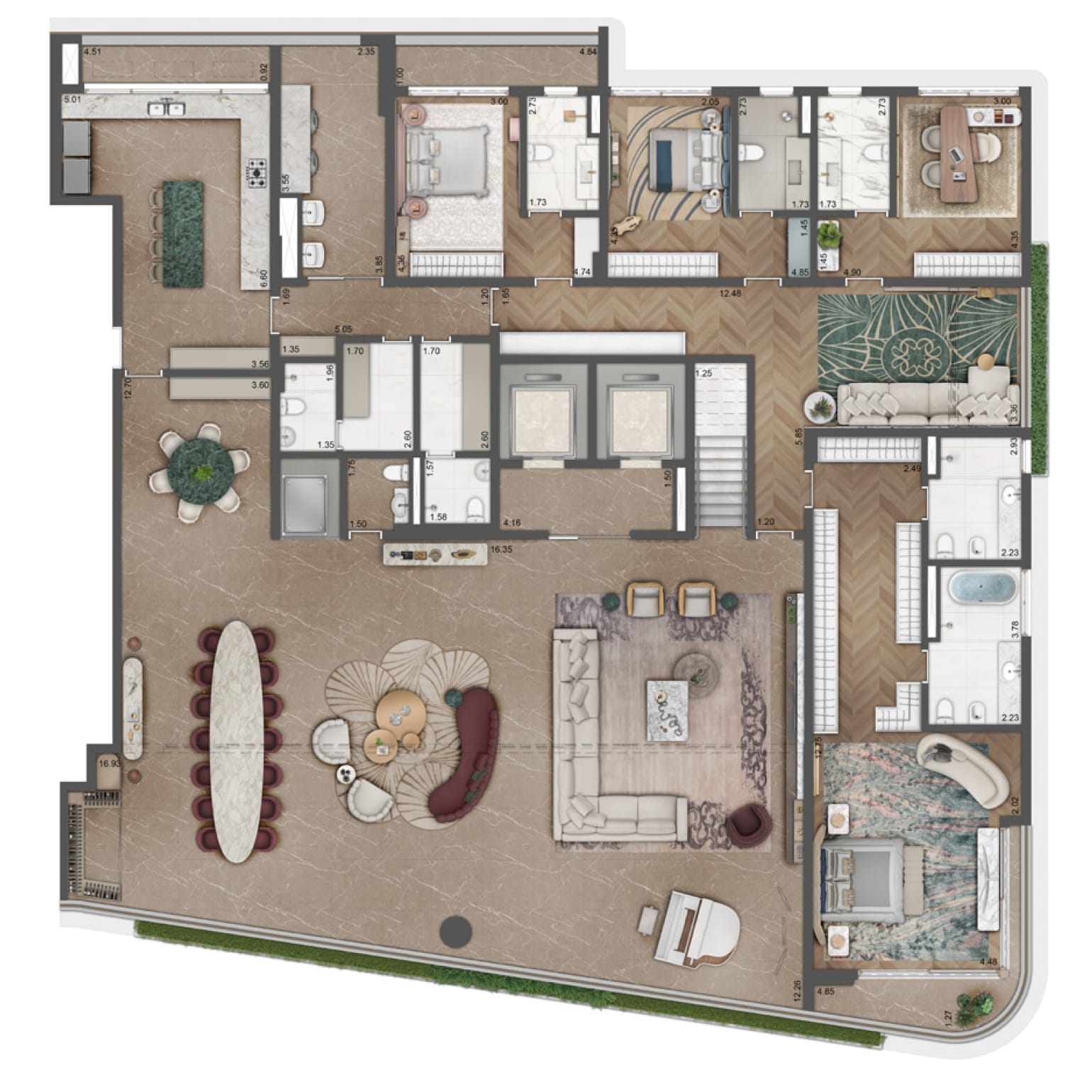 Planta duplex (pav. inferior) — 868 m²