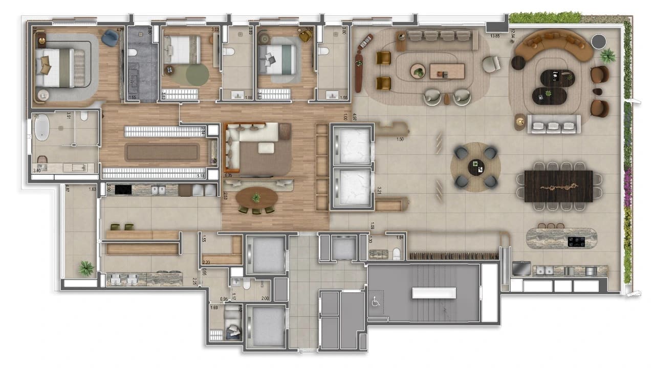 Planta Apartamento - 3 suítes — 370 m²