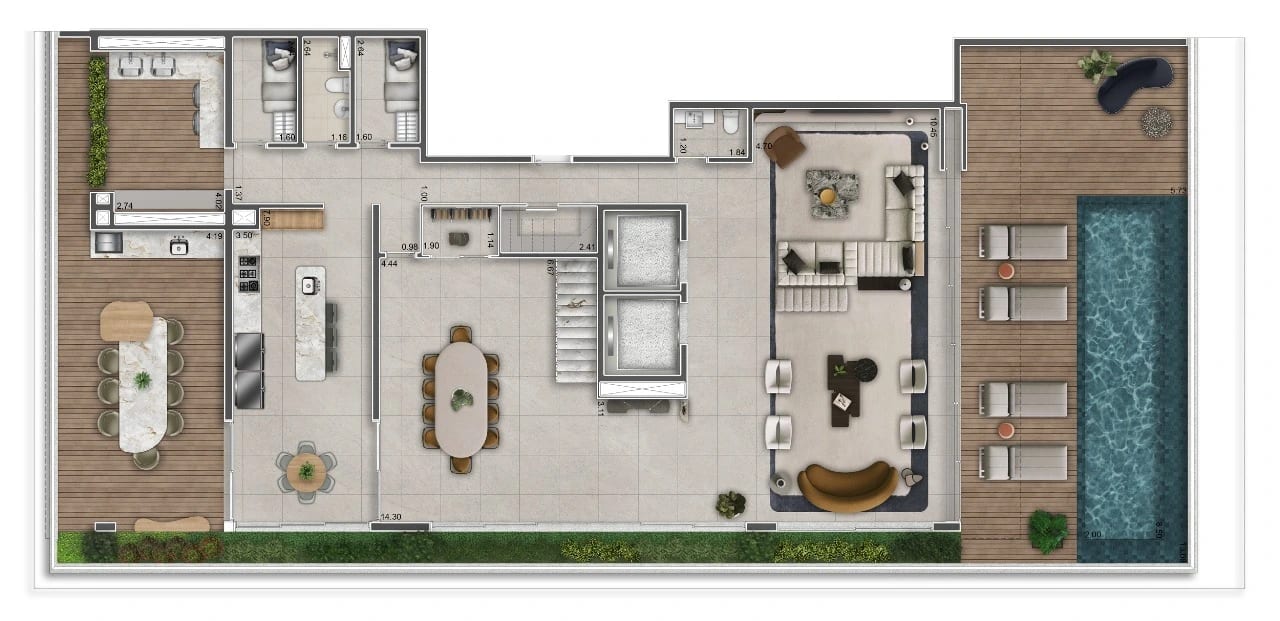 Planta Duplex - Planta Inferior — 636 m²