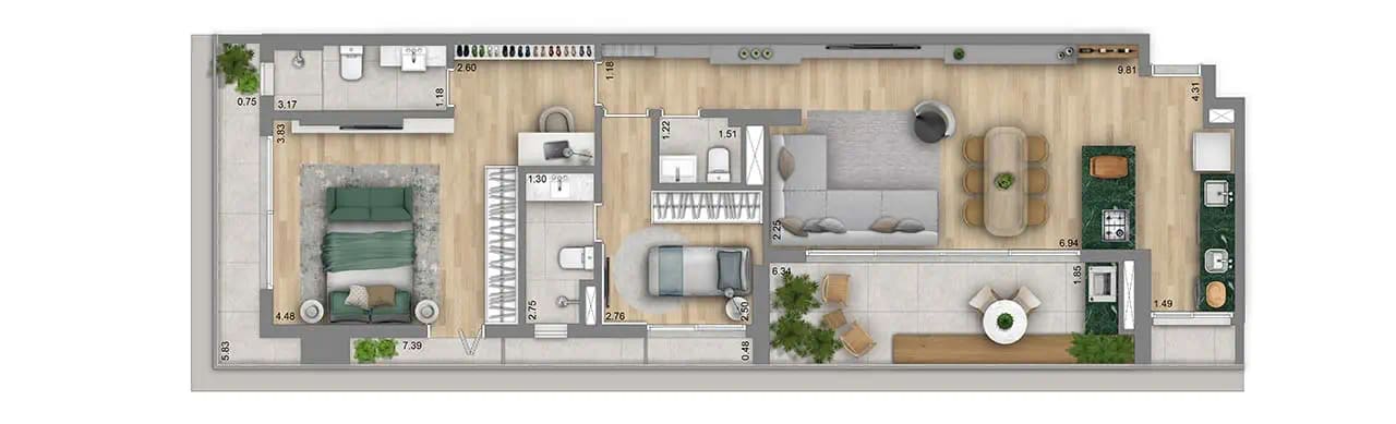 Planta Apartamento — 111 m²