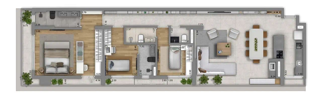 Planta Apartamento — 133 m²