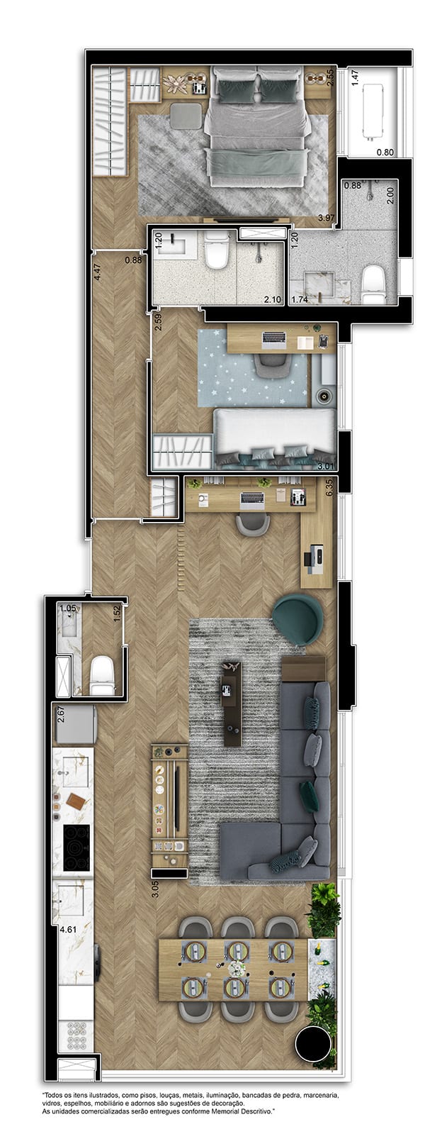 Planta Planta 79m² Ampliado — 79 m²