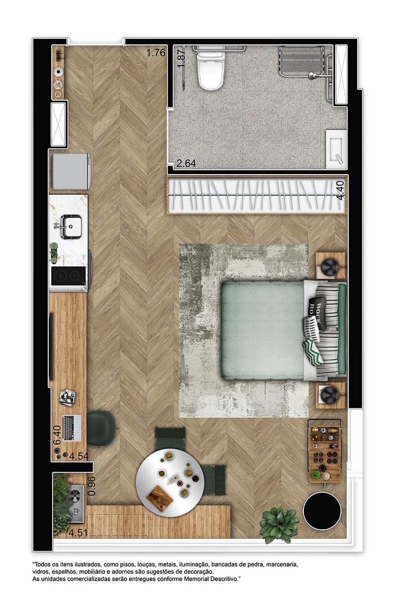 Planta Planta 38m² 1 dorm NR — 38 m²