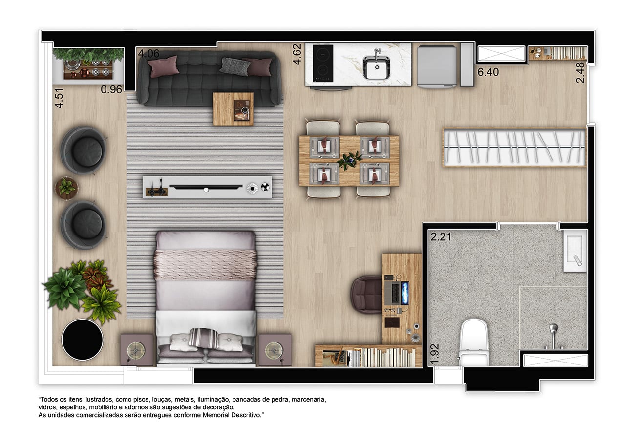 Planta Planta 37m² 1 dorm NR — 37 m²