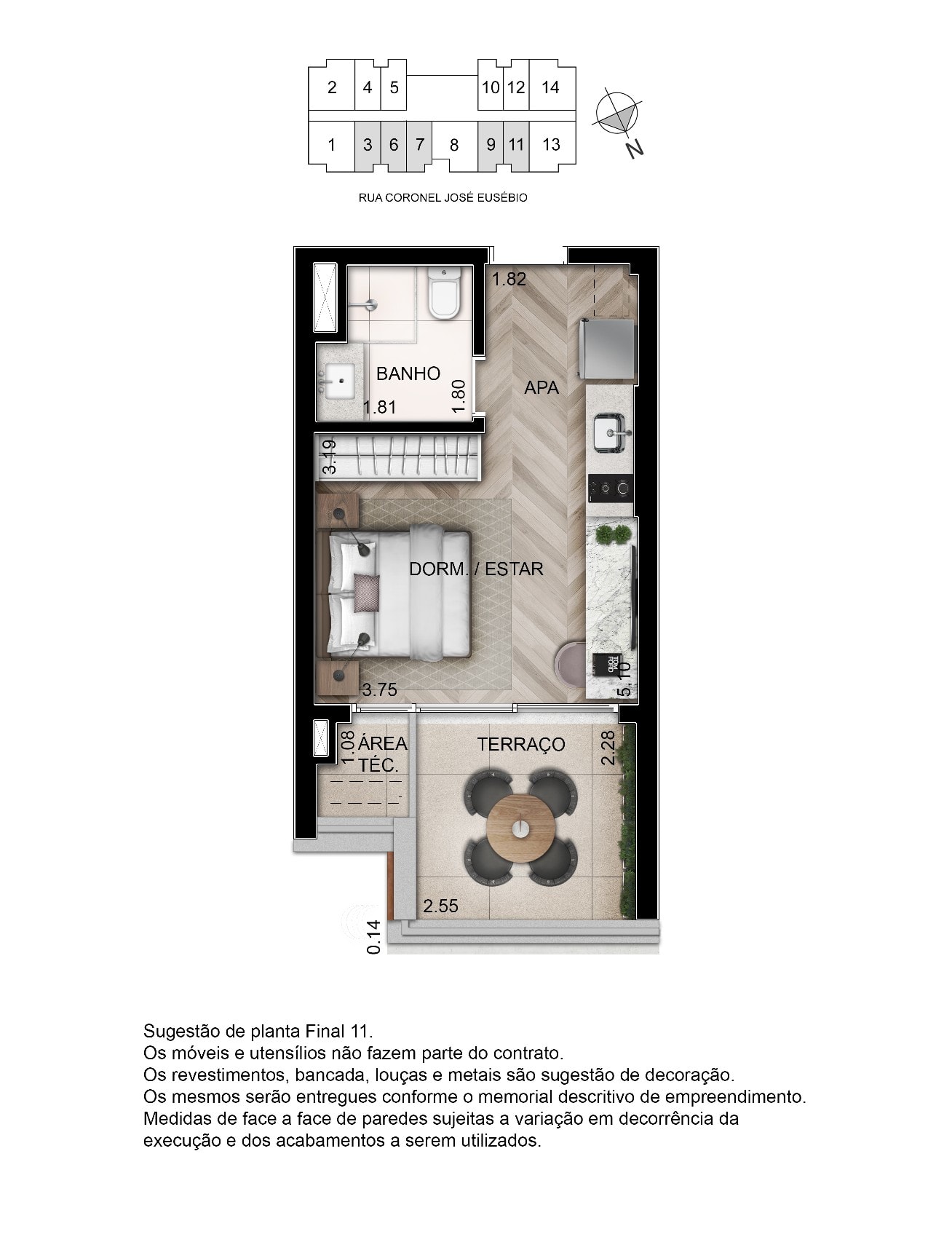 Planta Studio — 30 m²