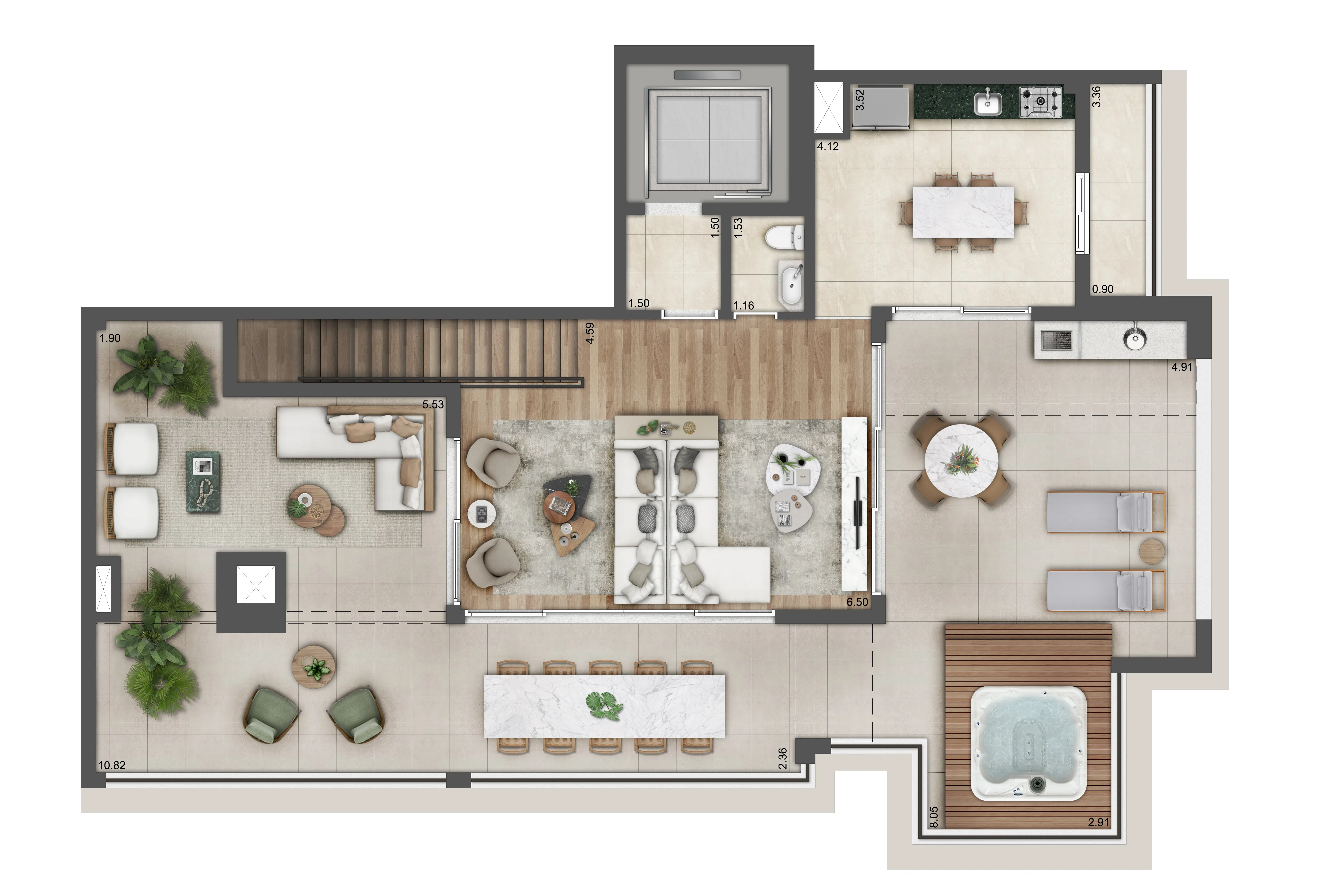 Planta 4 dorms — 323 m²