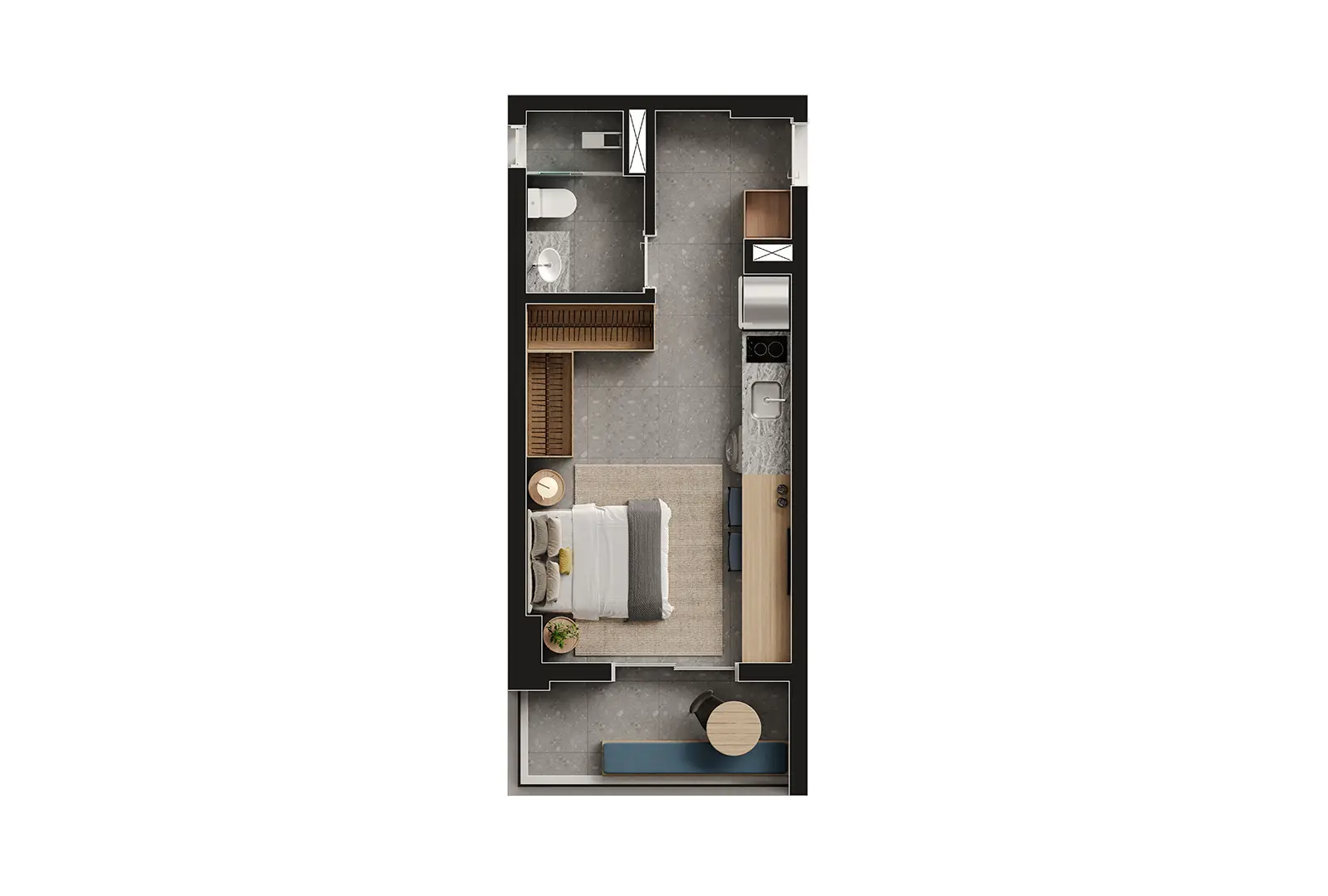 Planta Studio — 32 m²