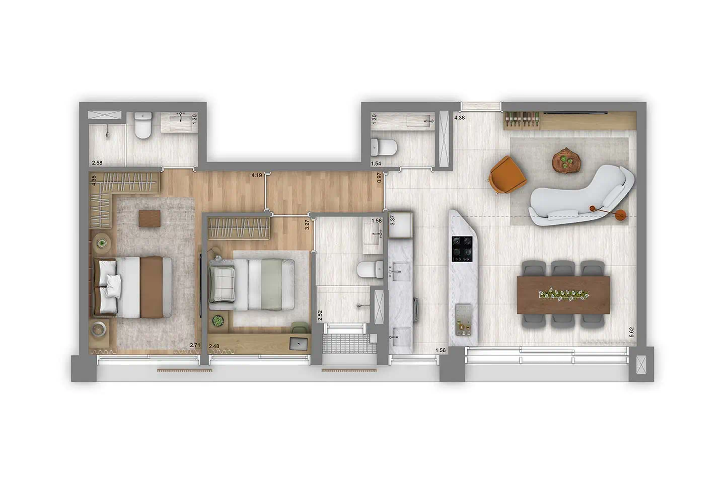 Planta Residences · 2 suítes · 1 vaga — 80 m²