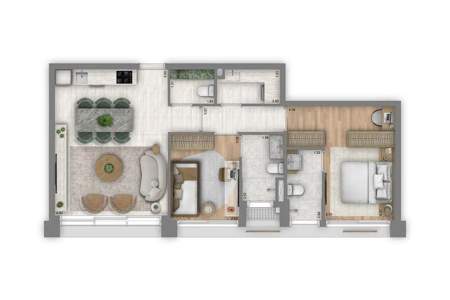 Planta Residences · 2 suítes · 1 vaga — 82 m²
