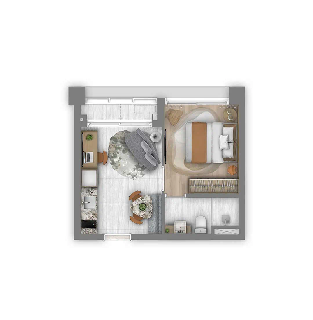 Planta Smart · 1 suíte — 30 m²