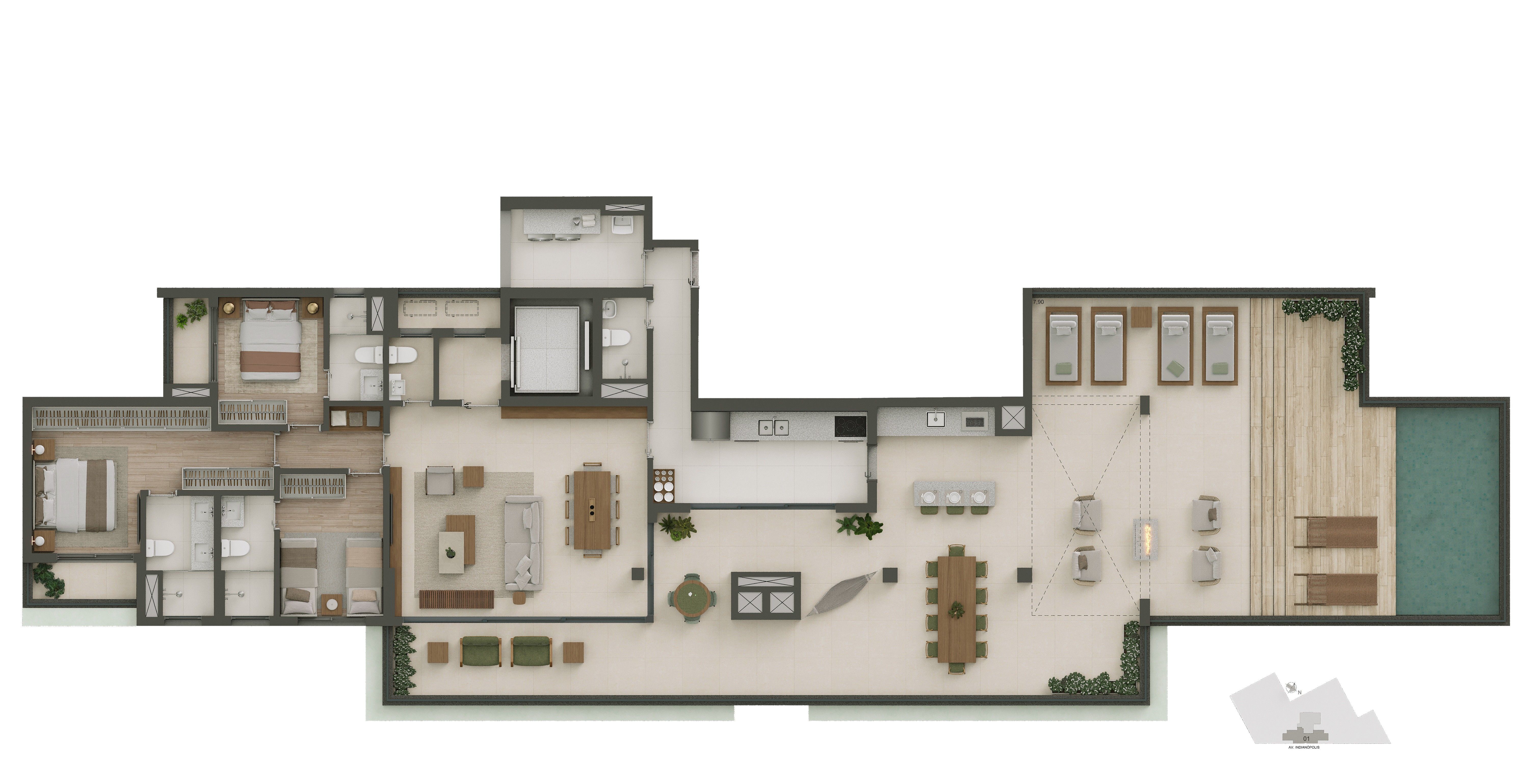 Planta Penthouse — 302 m²