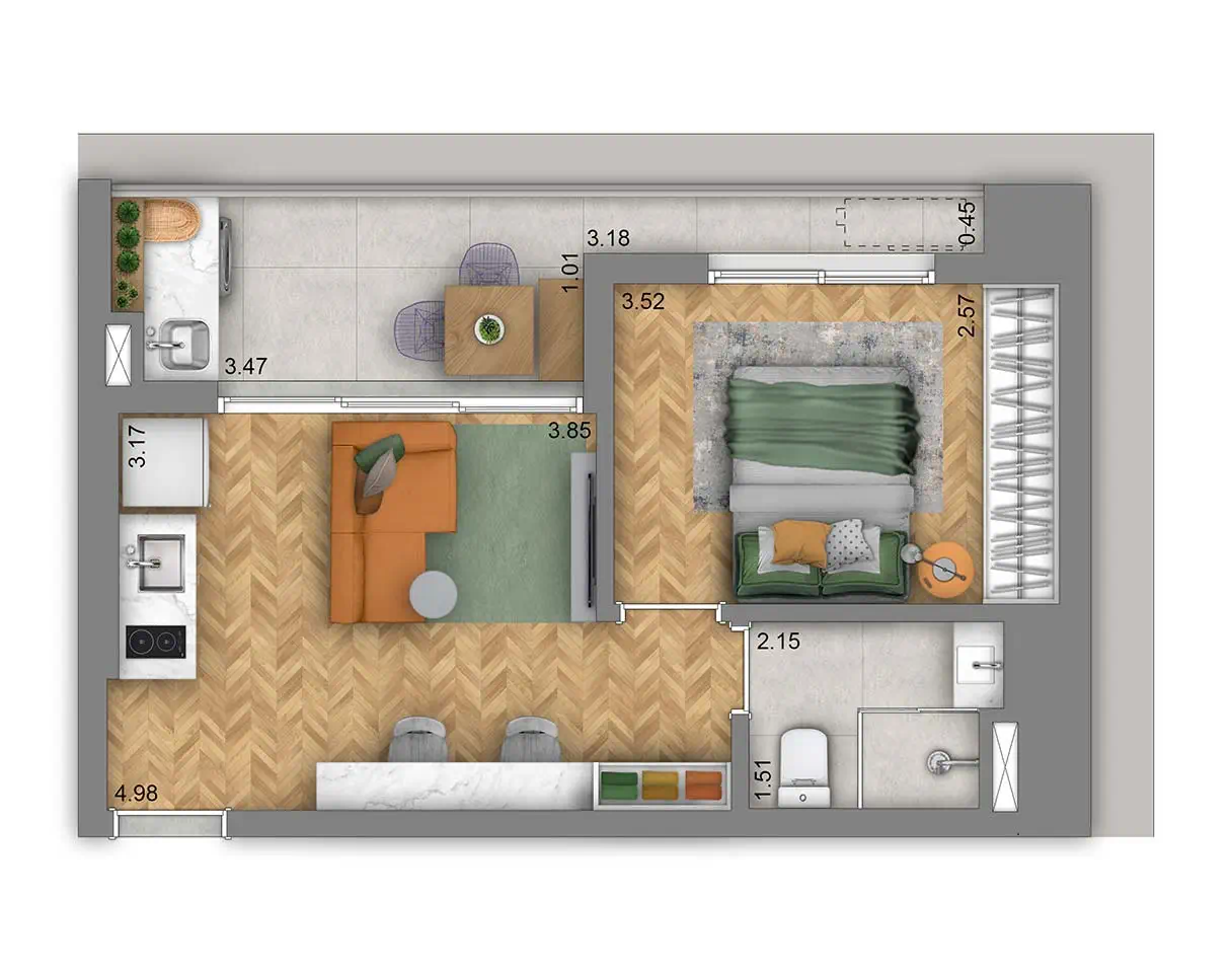 Planta Apartamento — 41 m²