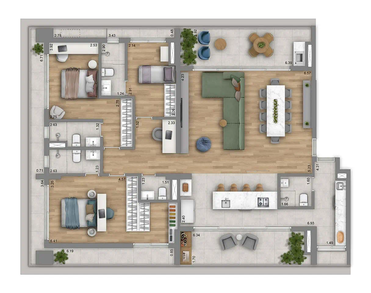 Planta Apartamento — 187 m²