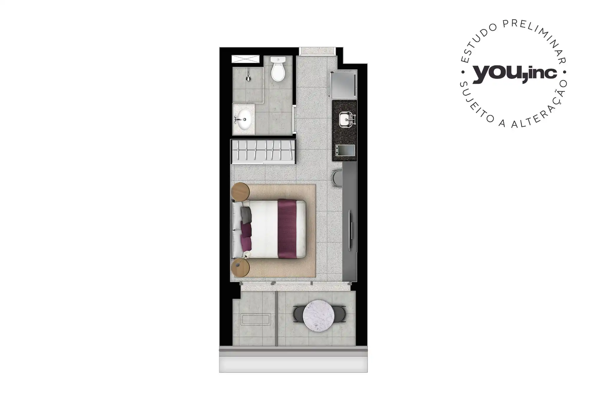 Planta Studio — 25 m²