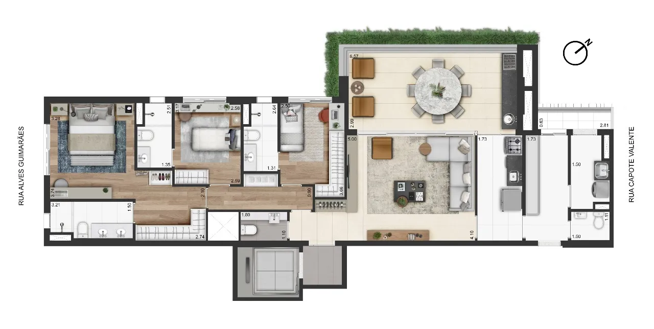 Planta 148m² - 3 suítes — 148 m²