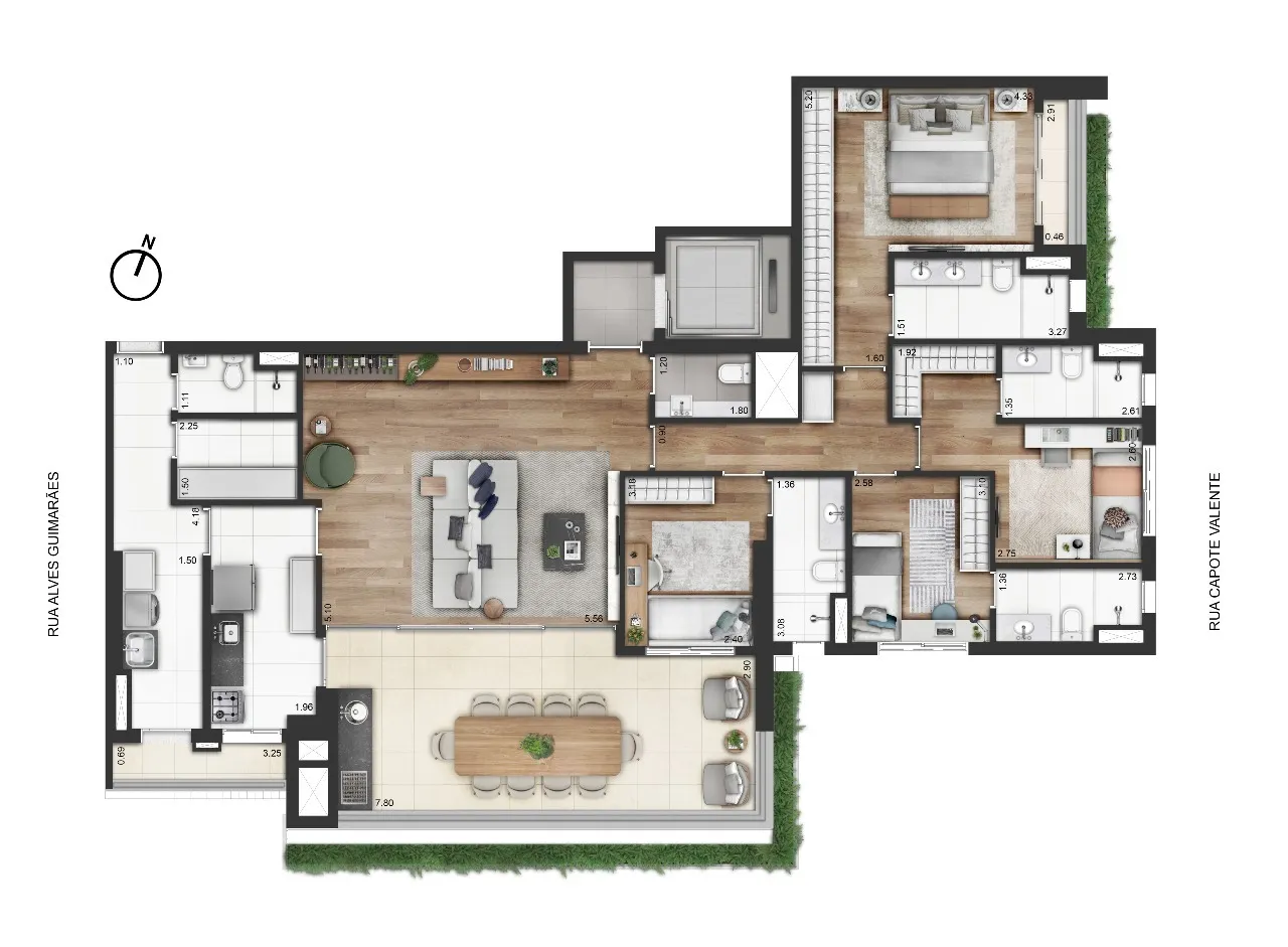 Planta 187m² - 4 suítes — 187 m²