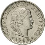 20 centimes used 1970 dos switzerland