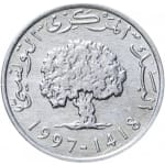 5 millimes new 1997 dos tunisia
