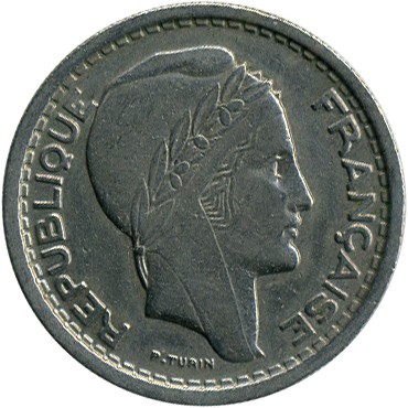 20 francs used 1949 dos algeria