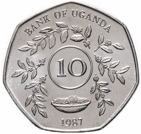 10 shillings new 1987 uganda