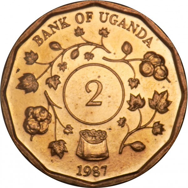 2 shillings new 1987 uganda
