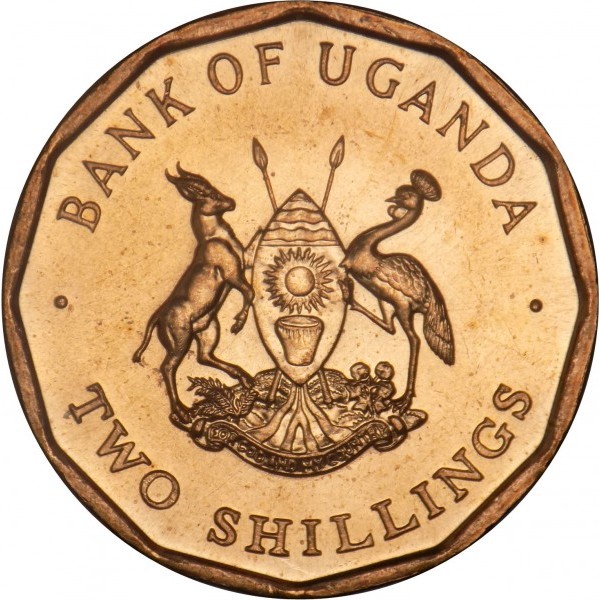 2 shillings new 1987 dos uganda