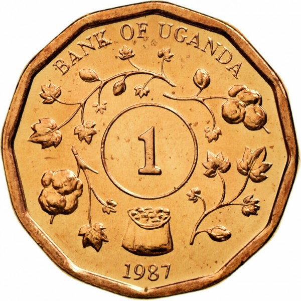 1 shilling new 1987 uganda