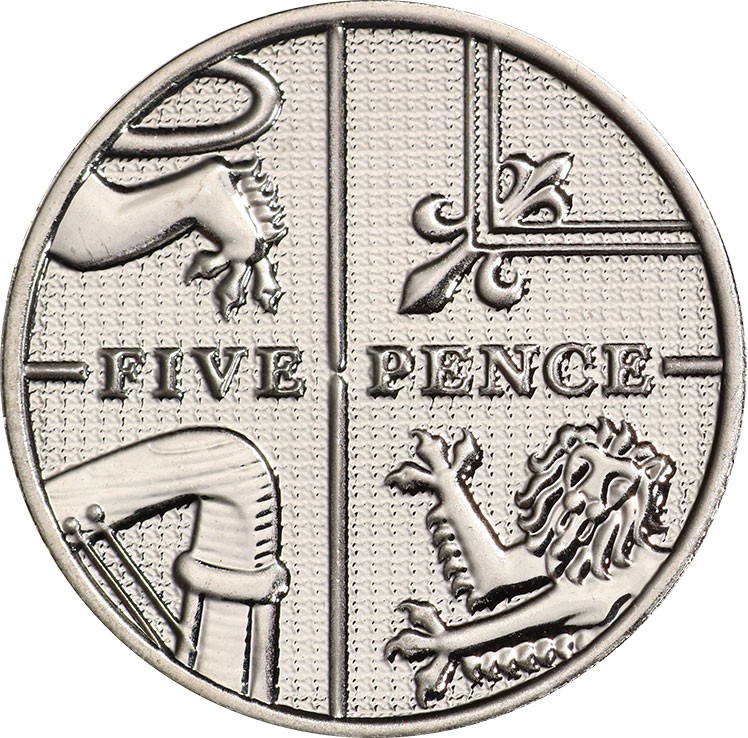 5 pence new 2012 united kingdom