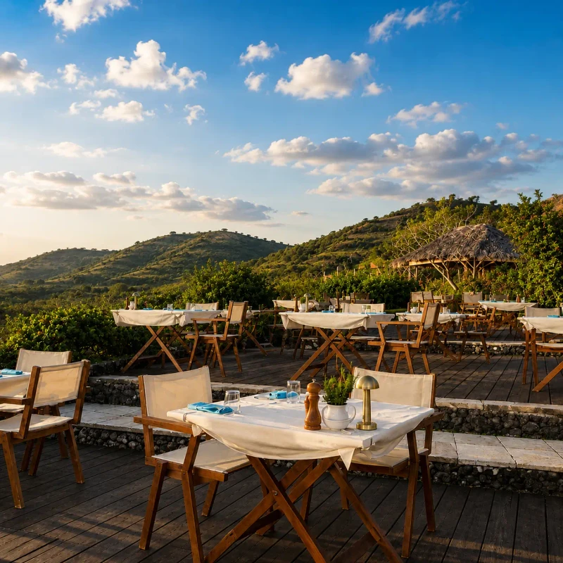 Open-Air Café & Fine Dining Deck at Haute Eden Valley, Shahpura