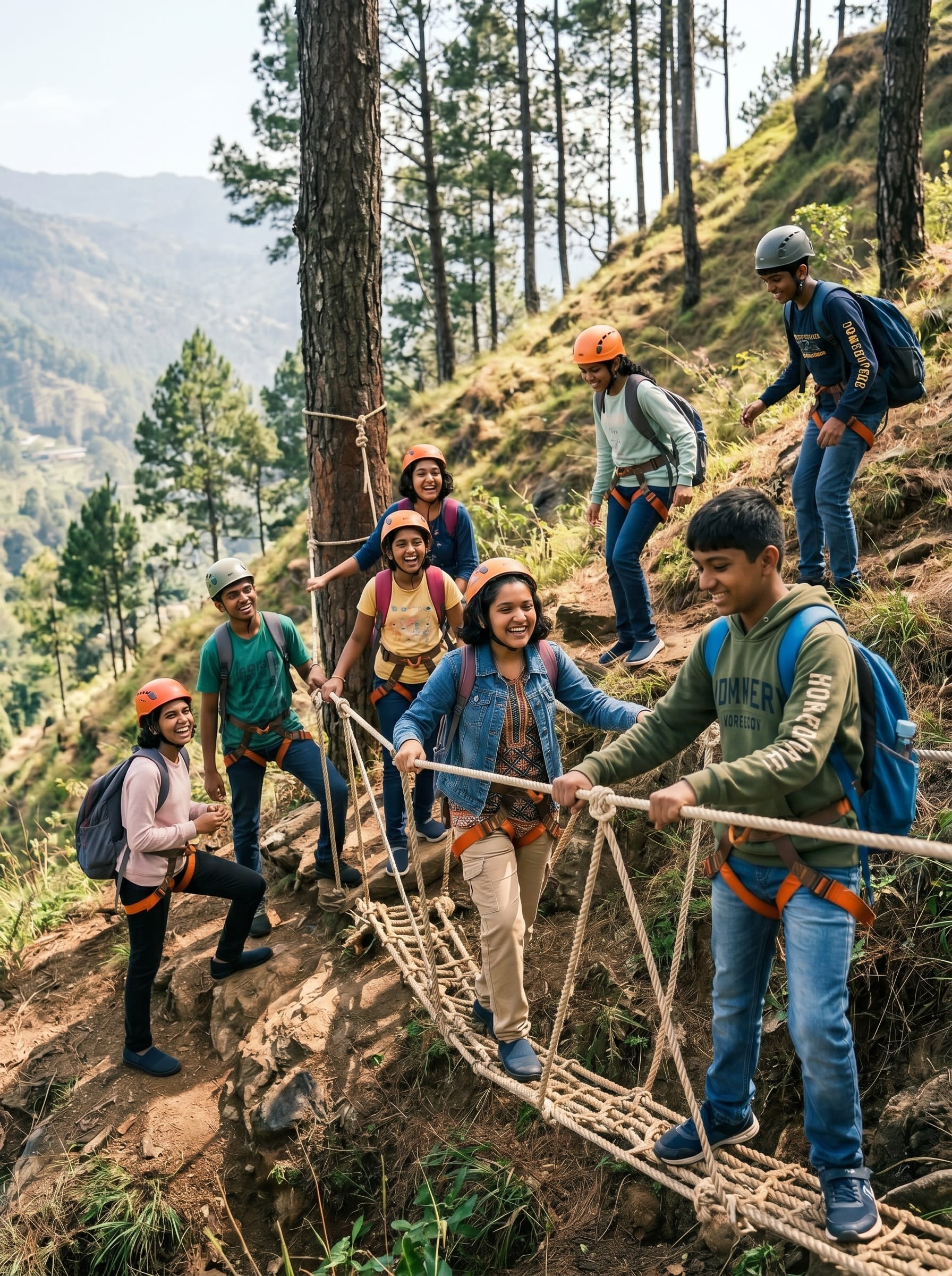 Students on an adventure activity