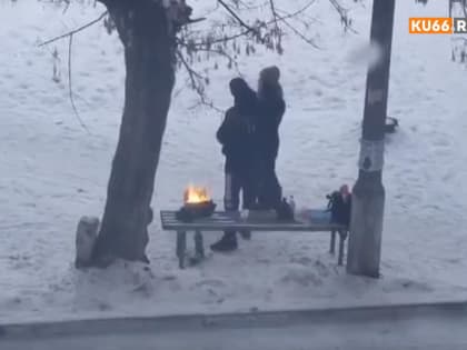 В Каменске-Уральском неизвестные жарили мясо прямо на лавочке