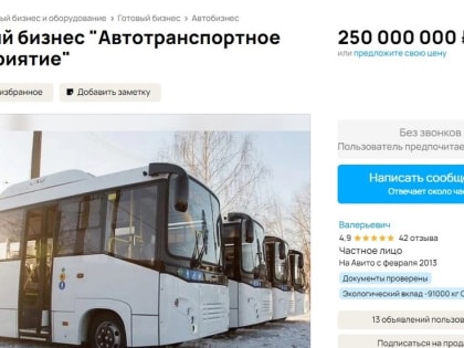 В Нижнем Тагиле автобусный перевозчик продает бизнес за 250 млн рублей