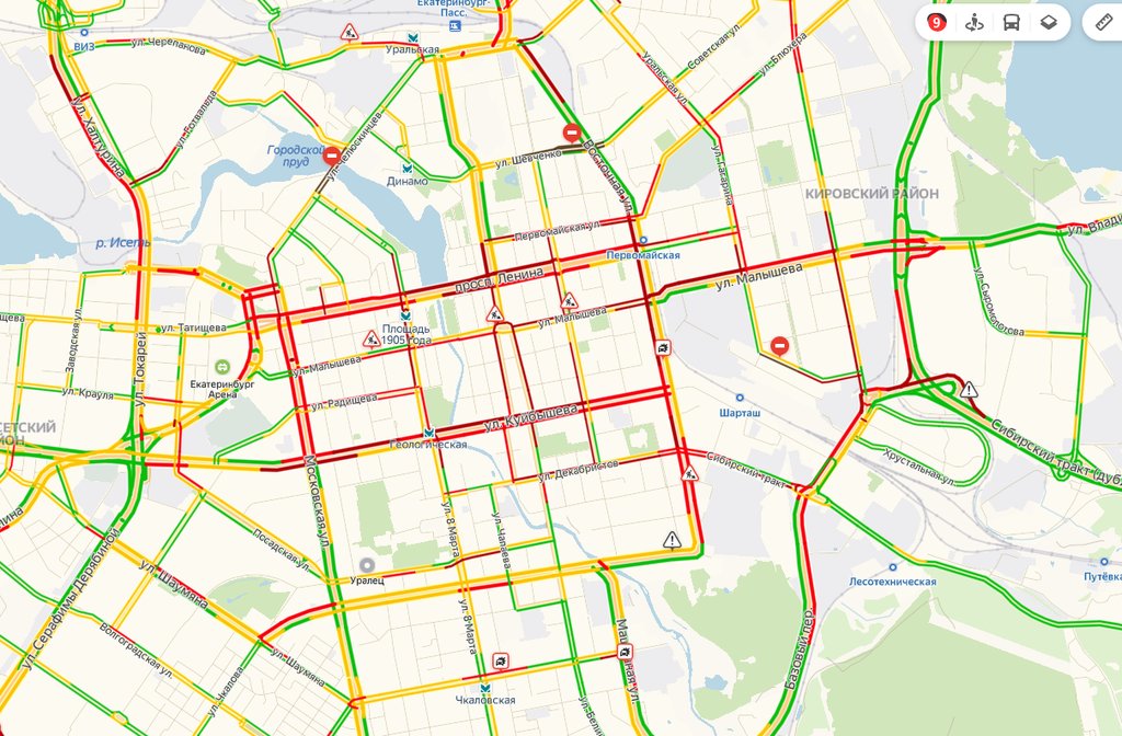 Карта пробки в екатеринбурге