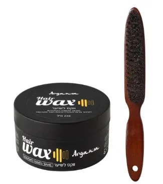 סט מברשת במבוק כהה צרה + WAX חומצה היאלורונית (250 מ"ל)