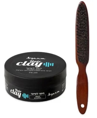 סט מברשת במבוק כהה צרה + CLAY קיק (150 מ"ל)