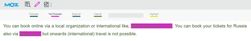 Moz bar - no-follow links