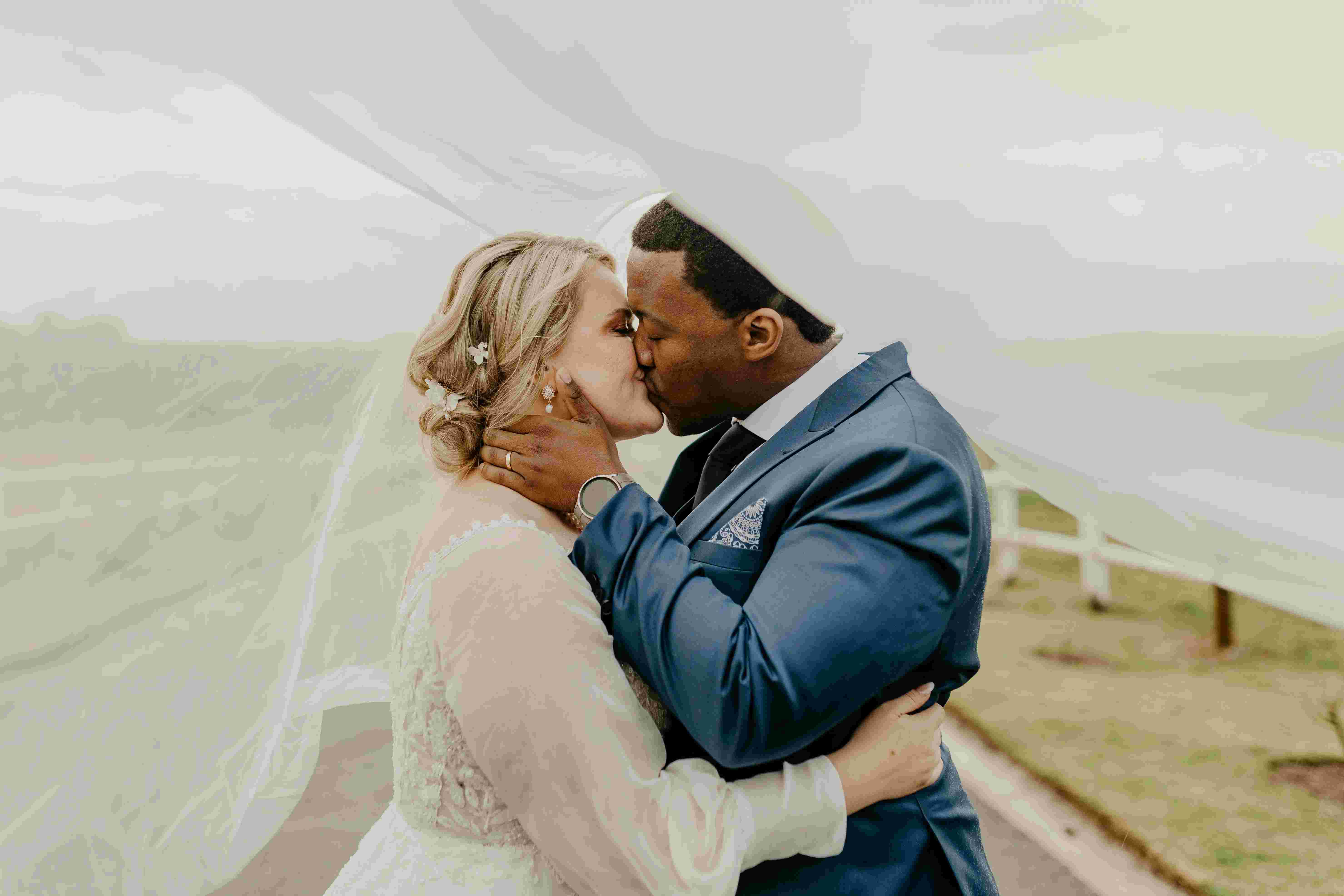 Couple at their reception with classic decor