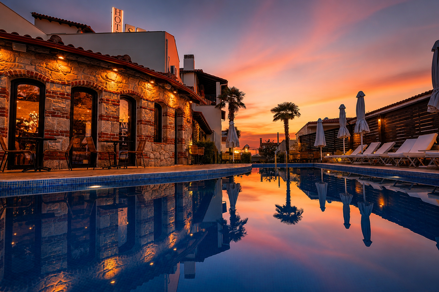 Pool atmosphere at Samel Hotel in Siviri