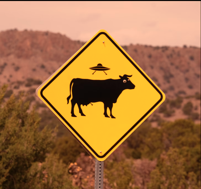 ufo cow sign