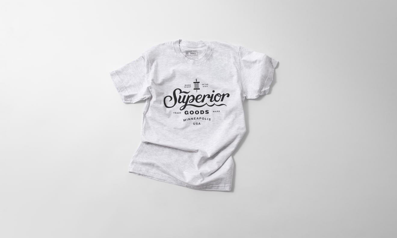 Superior Goods Hand-Lettered Script T-Shirt, Heather Gray